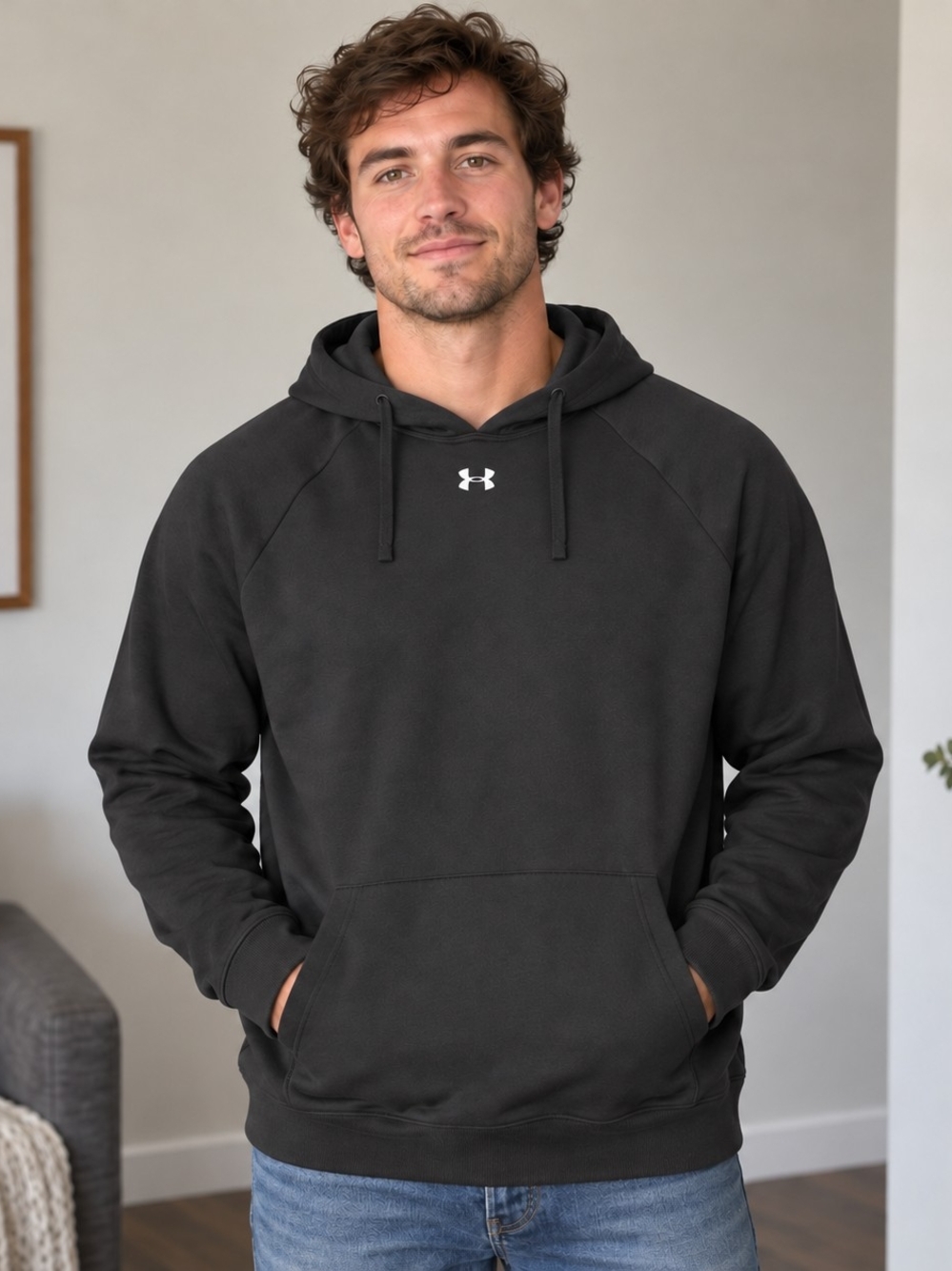 #1299 Under Armour Men's Black Pullover Hoodie
